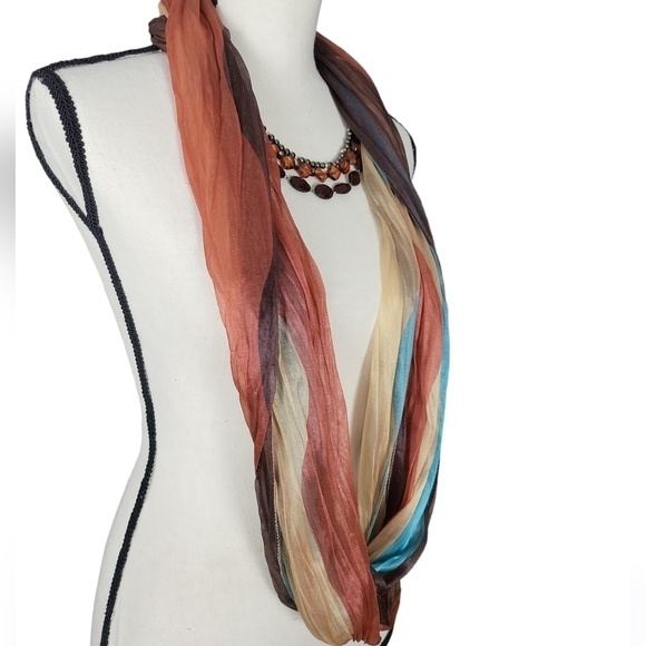 A W Inc Infinity Scarf with Beaded Necklace - Picture 2 of 3